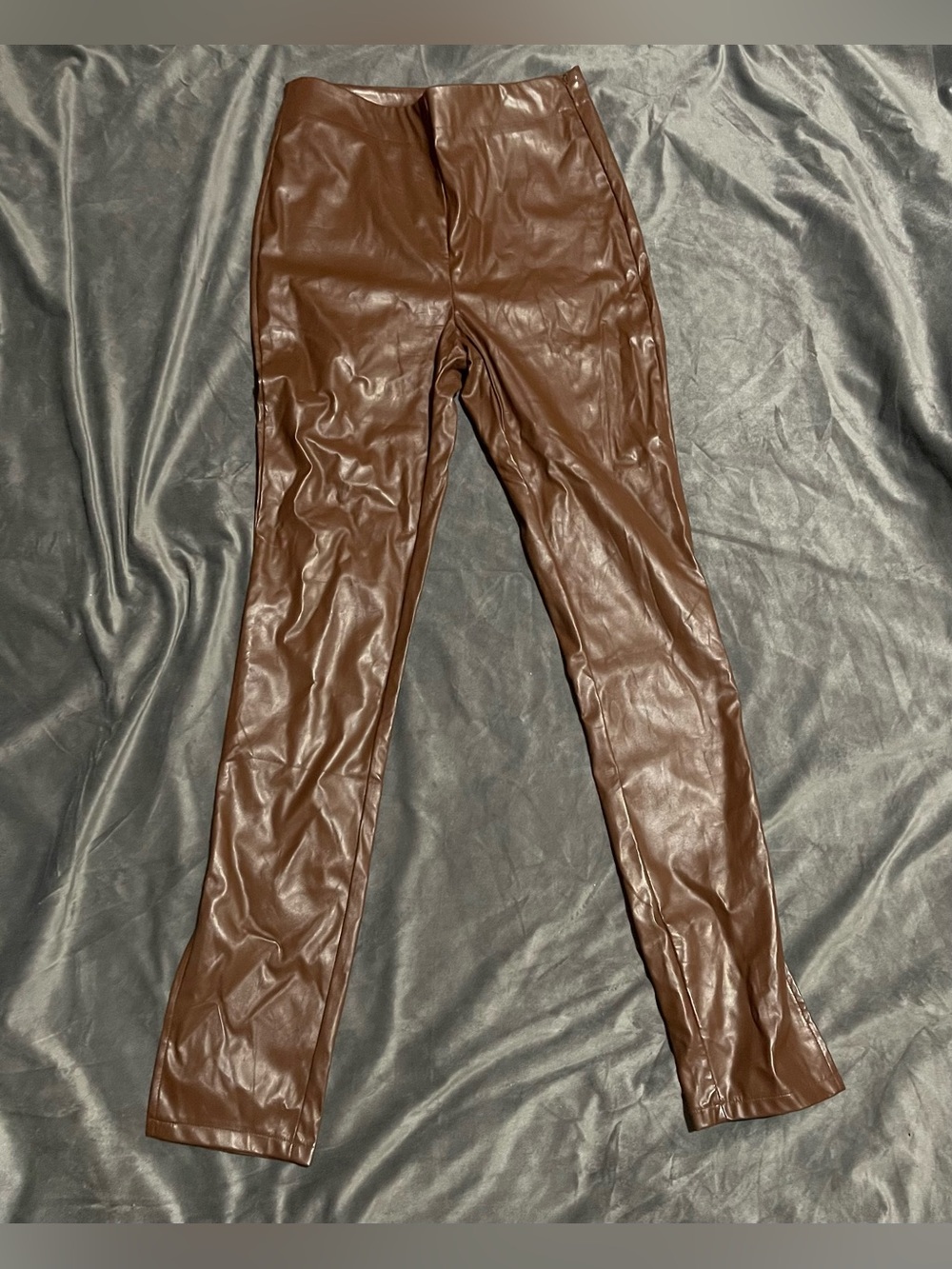 Women's Chocolate Brown Faux Leather Skinny Pants